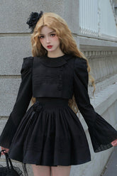 Black Night Traveler Breast Support Classic Gothic Short Lolita Jsk Dress